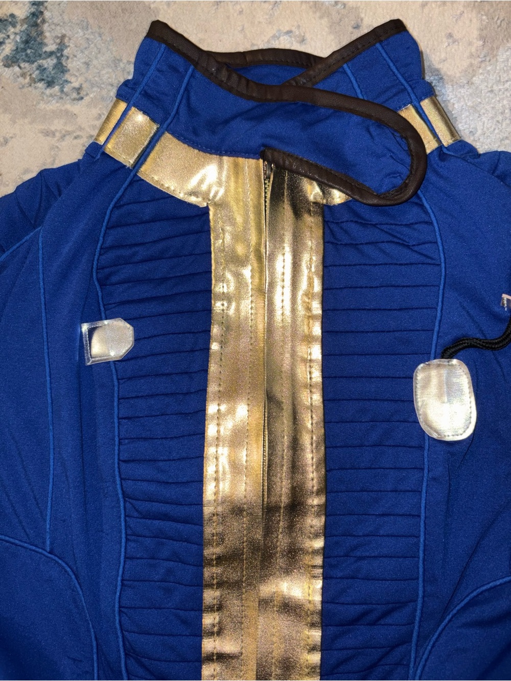 Fallout inspired Vault Dweller jacket Miccostumes Blue Gold Small Costume - Picture 2 of 4